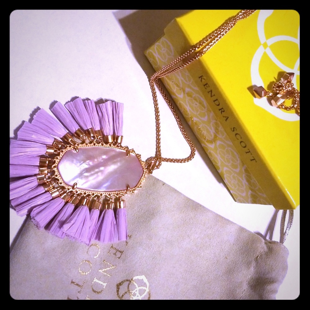 Lavender and rose gold kendra scott necklace